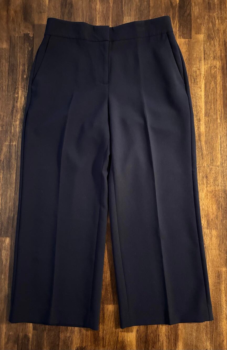 Ann Taylor Size 10 Pant Slim Wide Leg Crop 32 x 25 Trouser High Rise Stretch